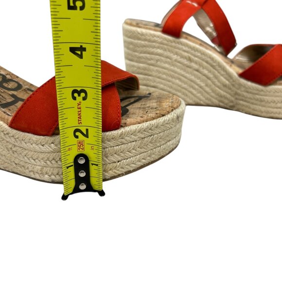 Sam Edelman Destin Orange Platform Espadrille Wedge Sandal women's size 8.5 - Picture 9 of 11
